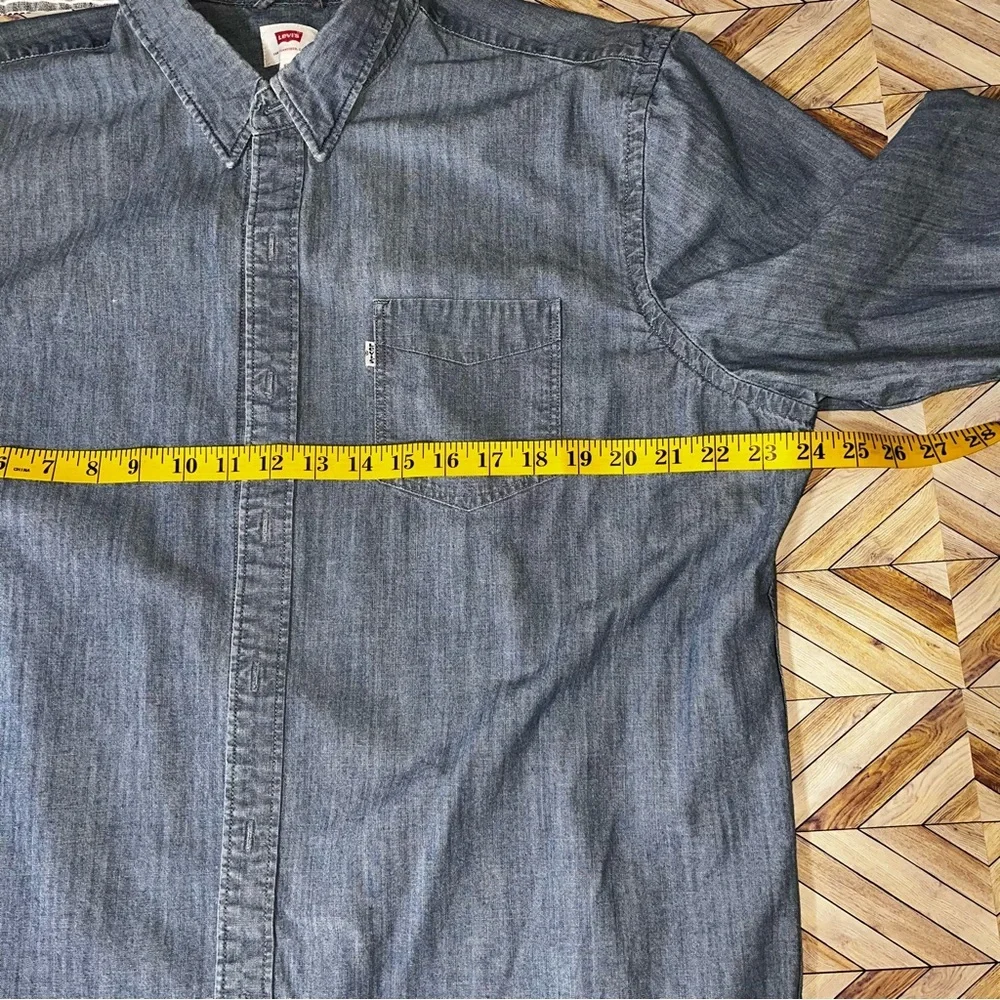 Levi's Button Down Shirt Mens XXL Blue Chambray Denim Long Sleeve Pocket Top
